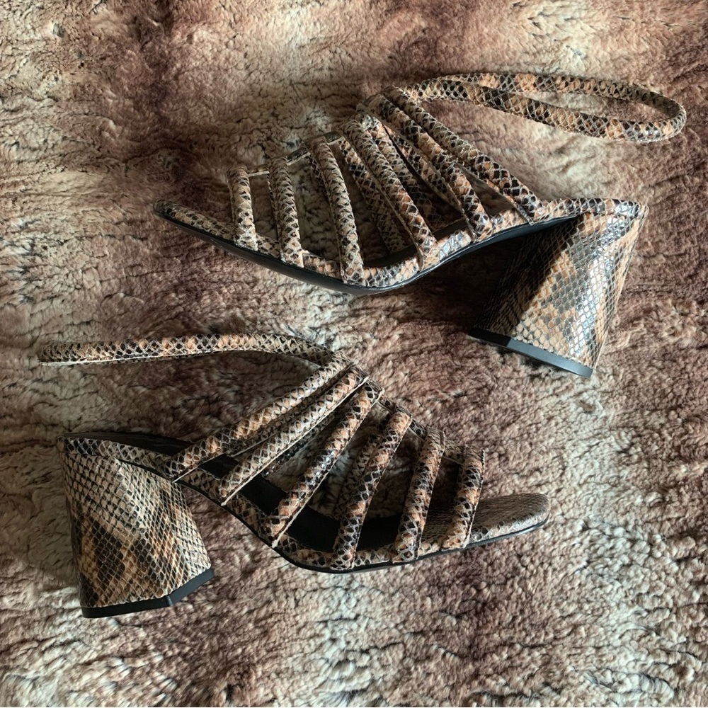 Free People Colette Cinched Heels Python - Picture 4 of 8